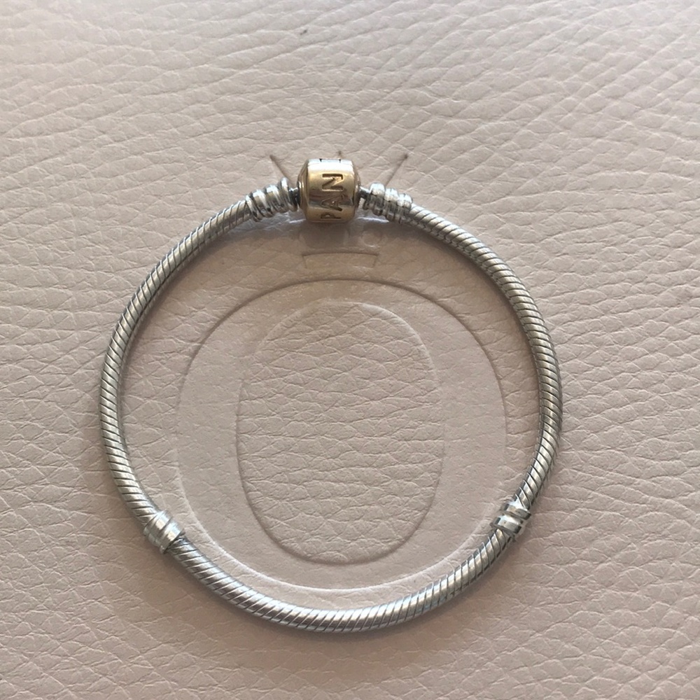 Pandora Two-Tone Barrel Clasp Bracelet - SZ 7.1 In